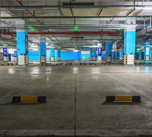 Empty underground parking garage